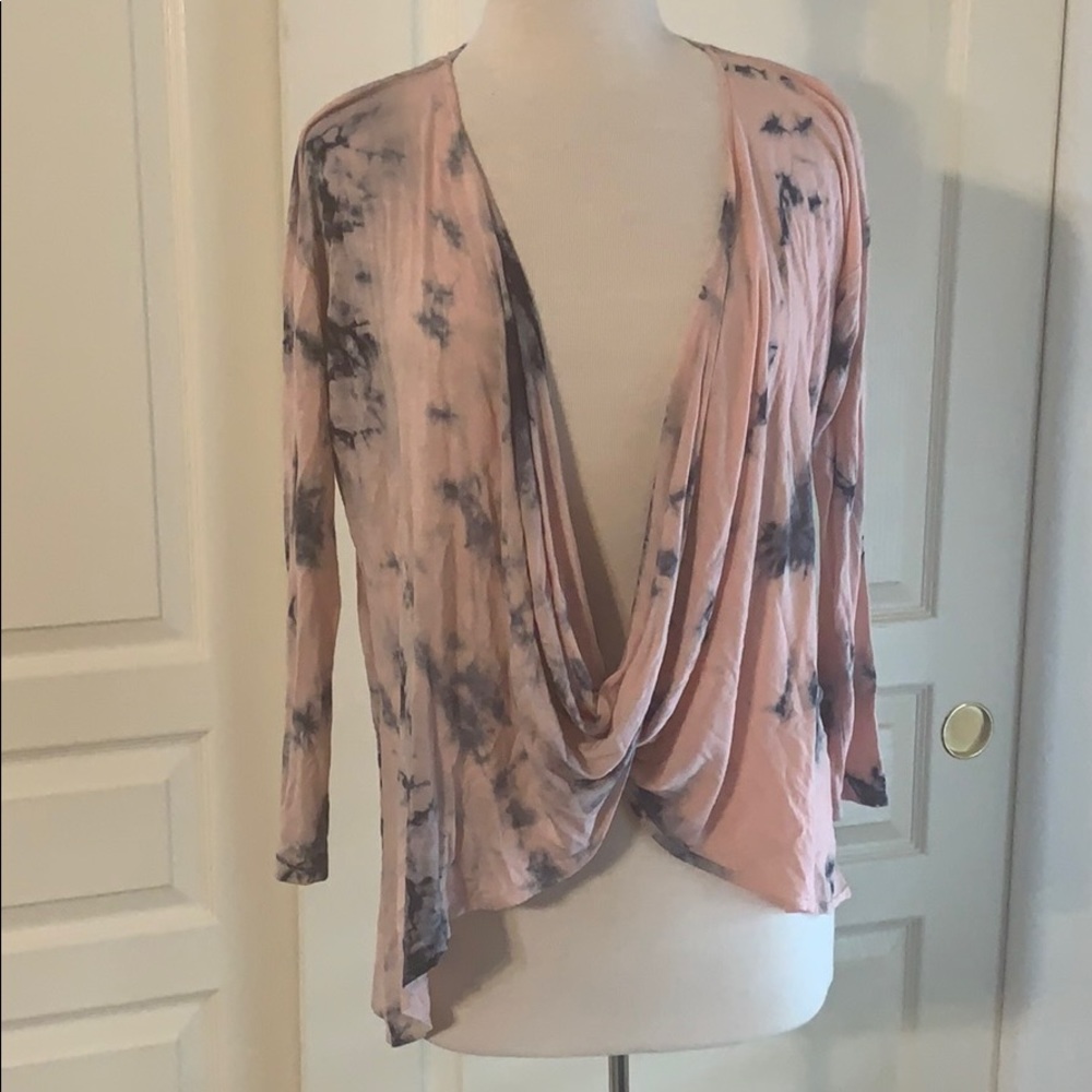 Pink and blue cotton candy long sleeve top hi-lo